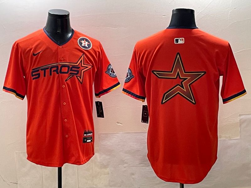 Men Houston Astros Blank Orange Three generations Joint Name 2025 Nike MLB Jersey style 10->houston astros->MLB Jersey